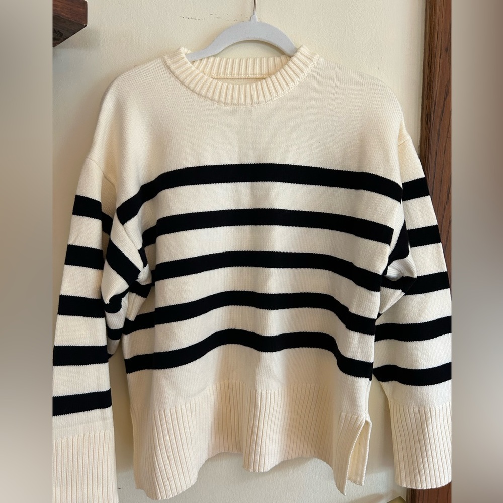 Stripes black and cream knit sweater